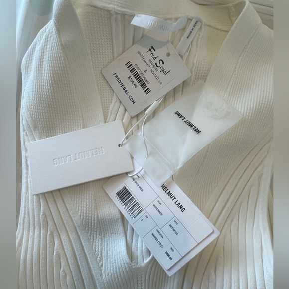 NWT Helmut Lang White Ribbed Knitted Sleeveless White Dress Size Small - Picture 6 of 12